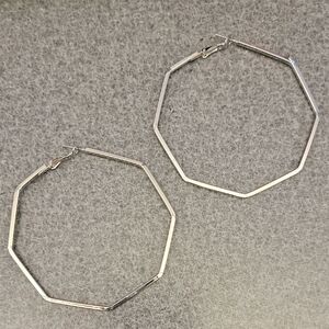 Large Silver Geometric Hoop Earrings